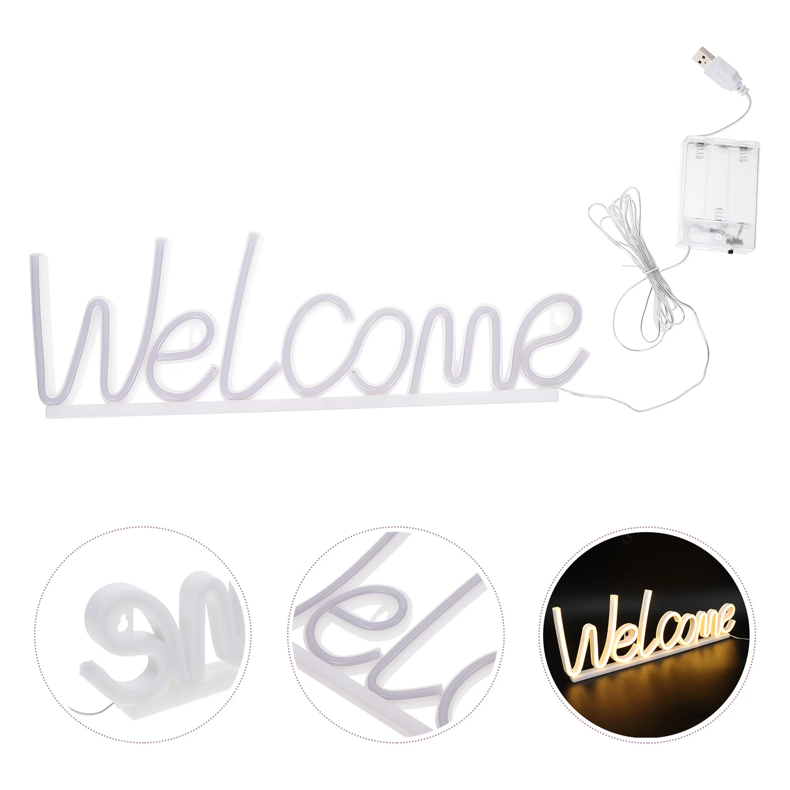 Luz LED con letras, letrero de neón de bienvenida, decoración de Bar, atmósfera, fiesta de Navidad, lámpara de pared para el hogar, luces nocturnas pequeñas, letreros Led