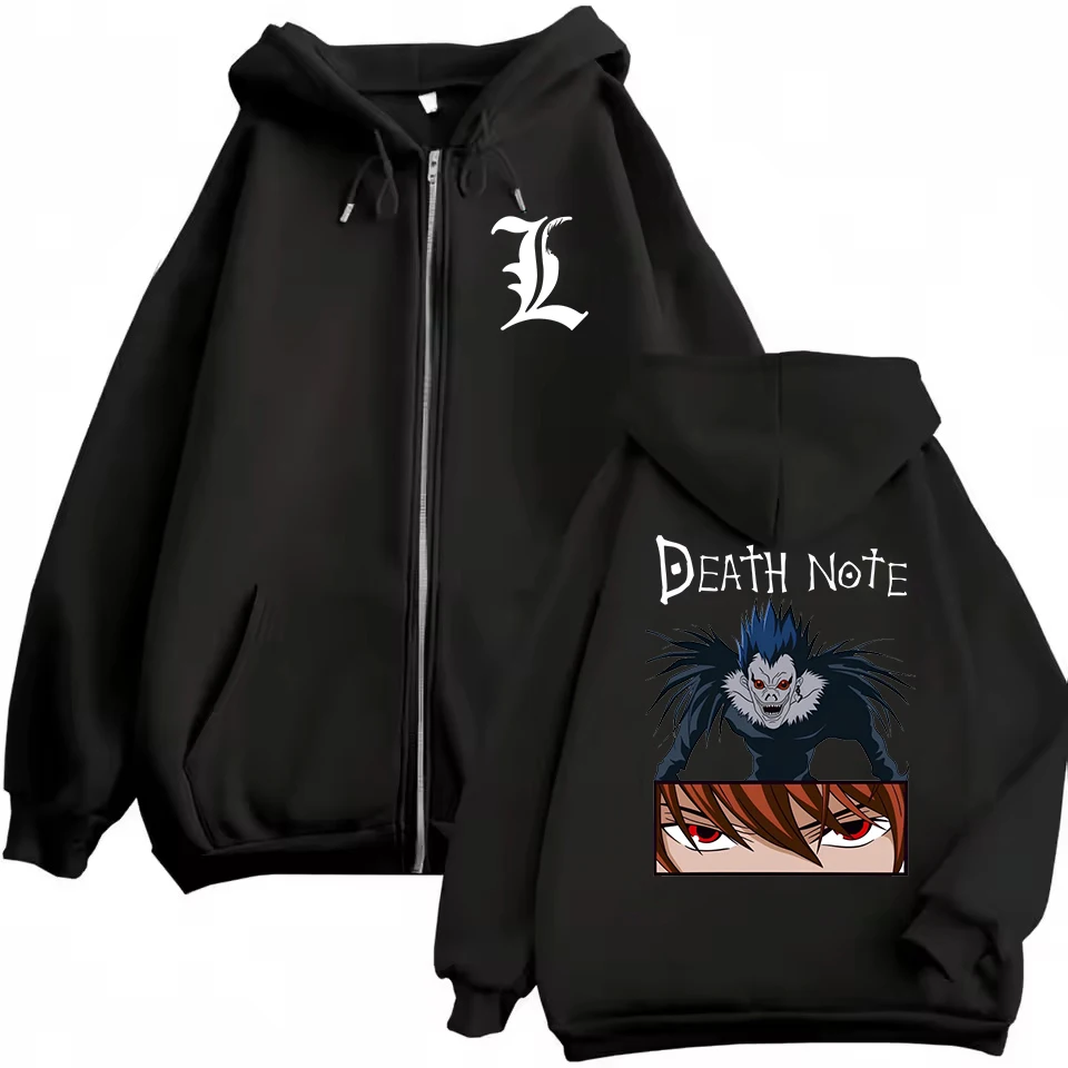 Japan Anime Death Note Ryuk Graphic Zipper Hoodies Men's Women Clothing Fashion Zip Up Hooded Sweatshirts Black Zipper Jacket