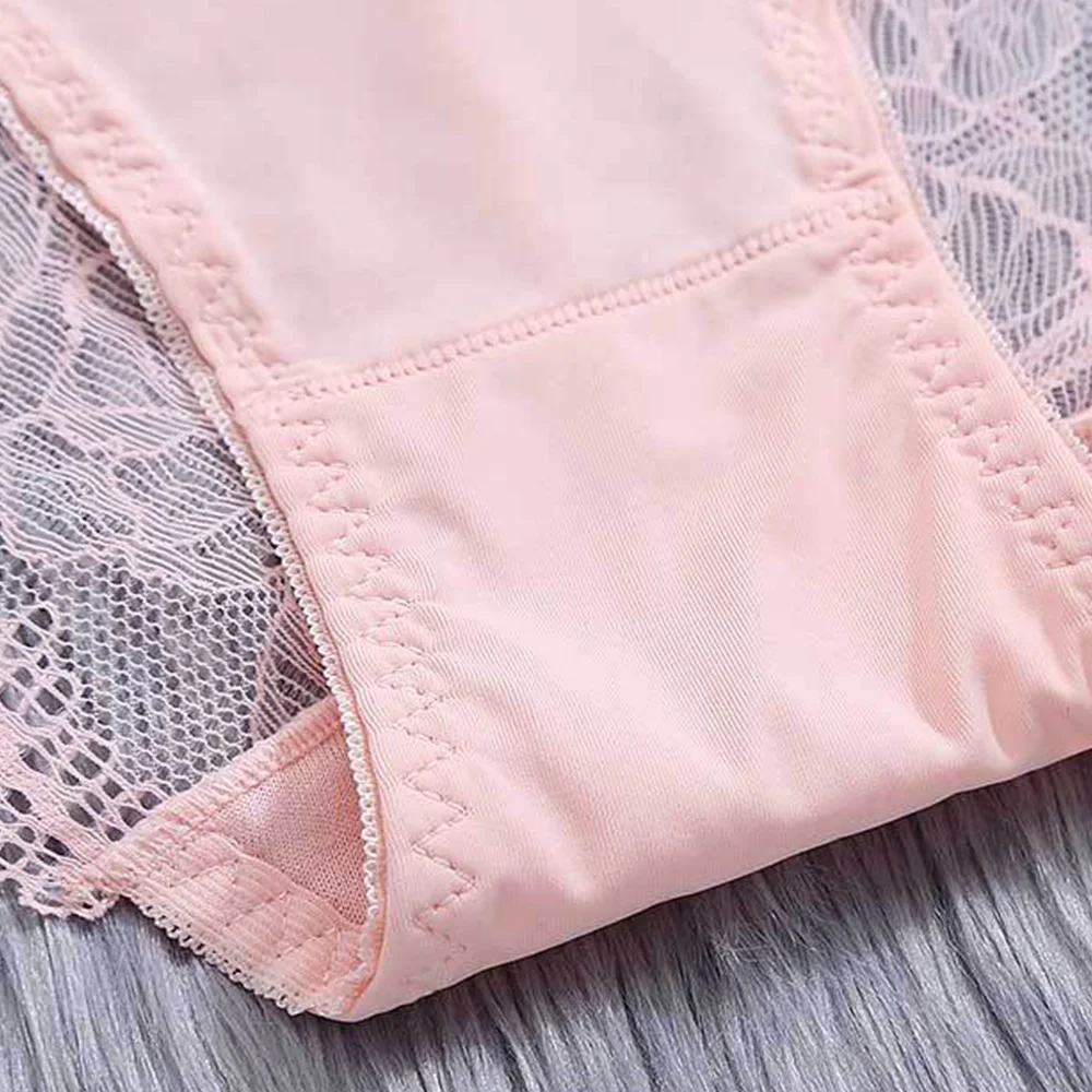 Women Sexy Breathable Ice Silk Low-waist Transparent Sexy Briefs Lingeries Lace Panties Underwear