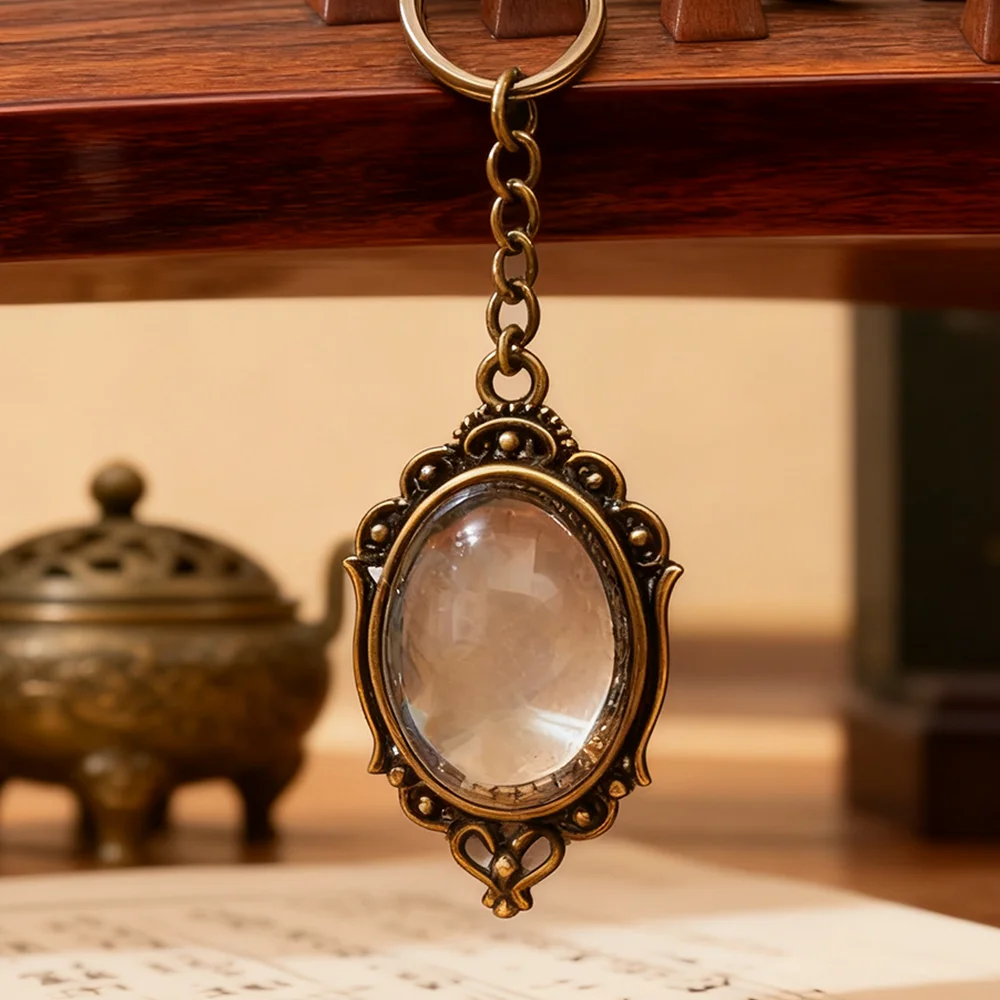 Magnifier Monocle Keychain Victorian Steampunk Retro Keyring Literature Jewelry Oval Monocle Book Lover Key Chain Gothic Gifts