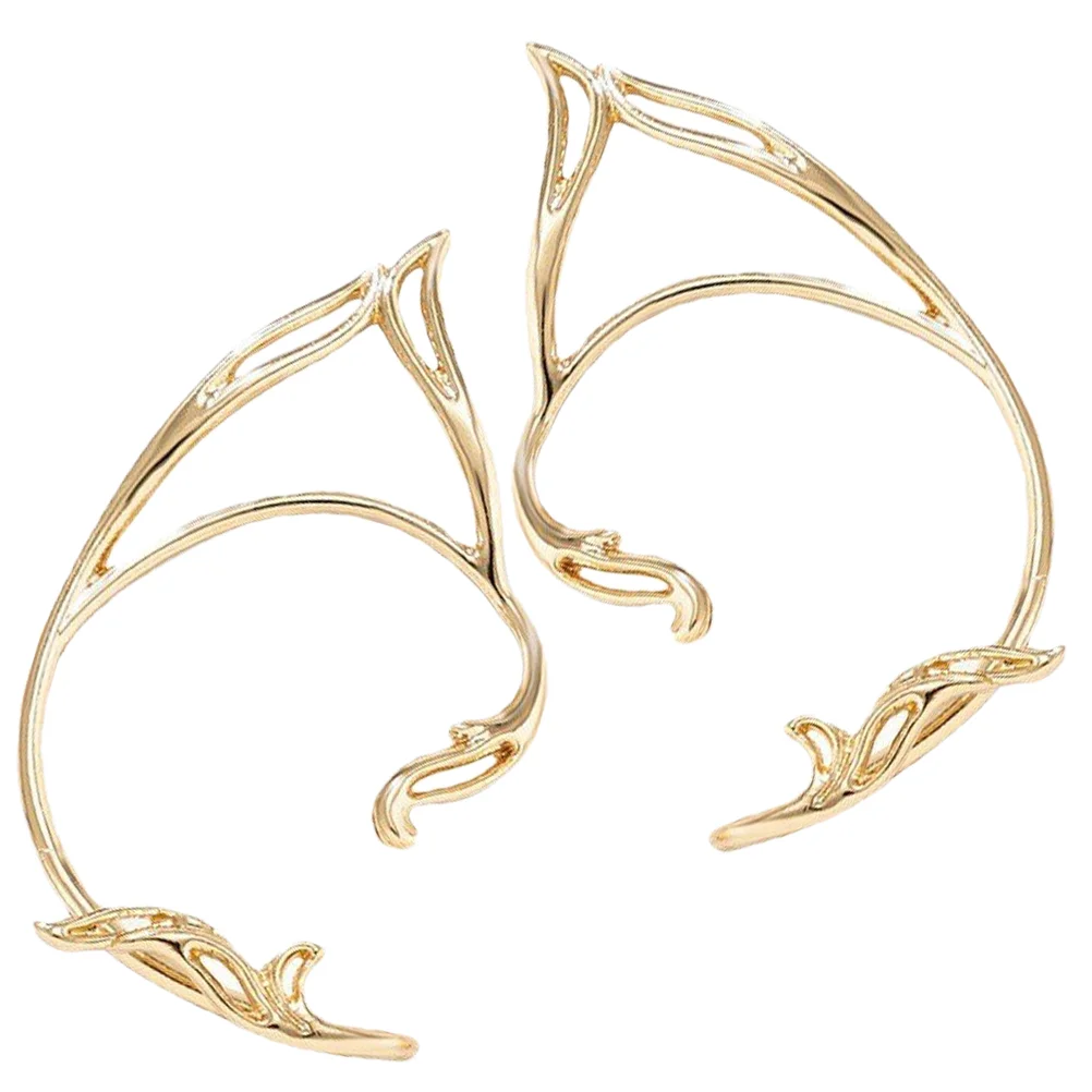 Geometric Hollow Earrings Gold Pair Fairy Crawlers for Women Jewelry Cuffs Non Piercing Out