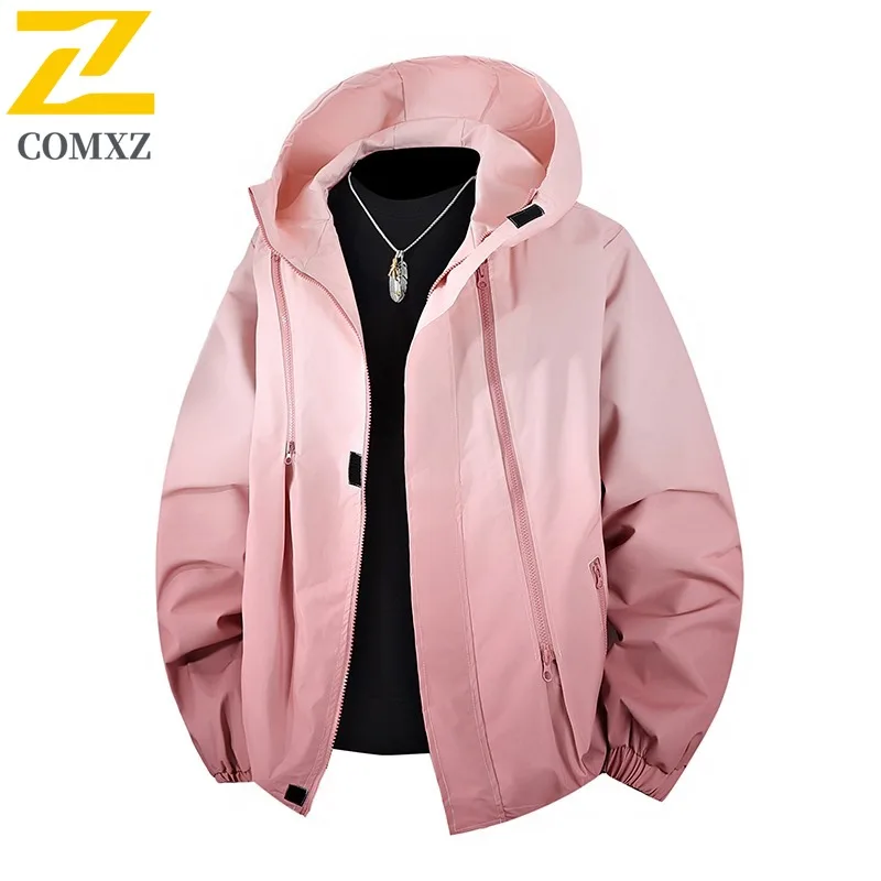 

COMXZ 2025 Men's Gradient Workwear Jacket Spring Autumn Casual Versatile Trendy Loose Fit Outdoor Sport Coat