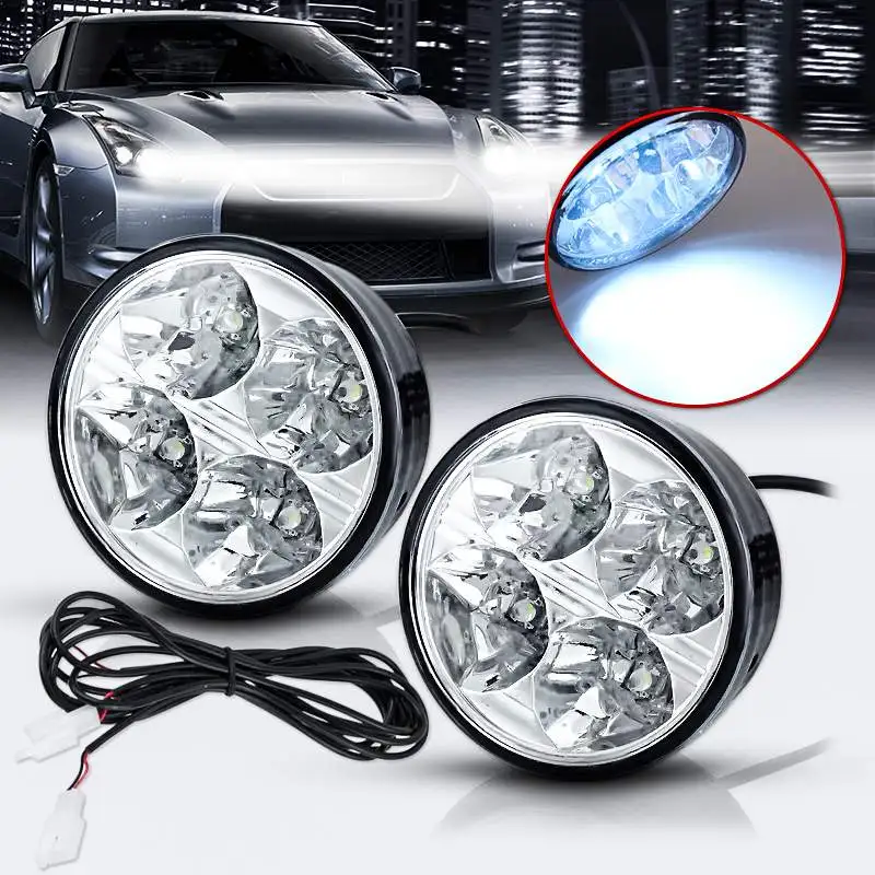 2Pcs 4W LED Car Daytime Running Light Assembly 12V Auto DRL Fog Lamp Driving Day Light Replace Headlight