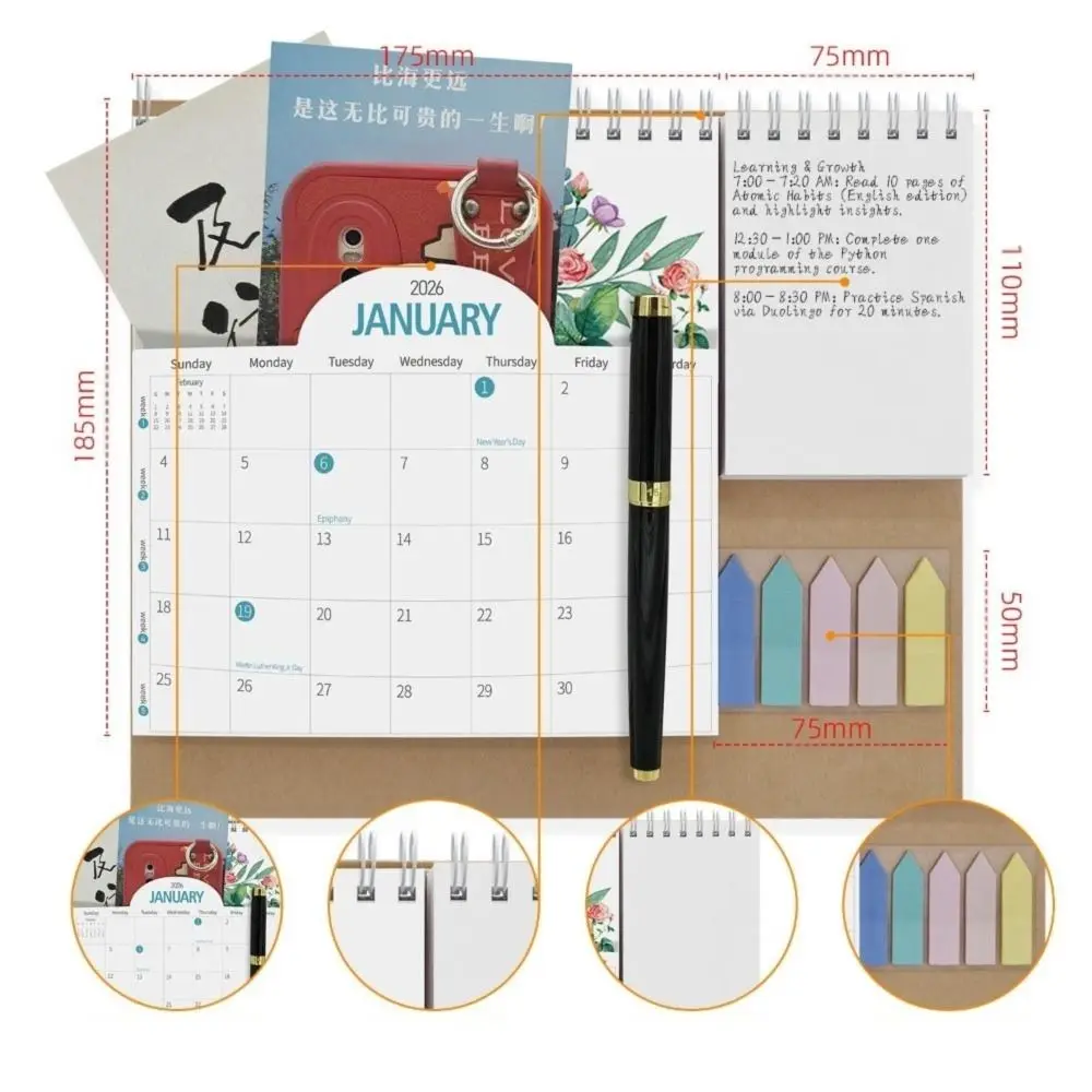 

Декоративный настольный календарь, стабильная поддержка, треугольная поддержка, настольный календарь, изысканные узоры, стоячий календарь, индивидуальный планировщик