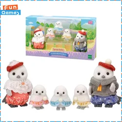 Sylvanian Families Anime Figures The Snowy Owl Family Kawaii Ternurines Custom Dress Family Room Ornament Girl Birthday Gift