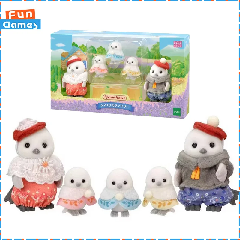 Sylvanian Families Anime Figures The Snowy Owl Family Kawaii Ternurines Custom Dress Family Room Ornament Girl Birthday Gift