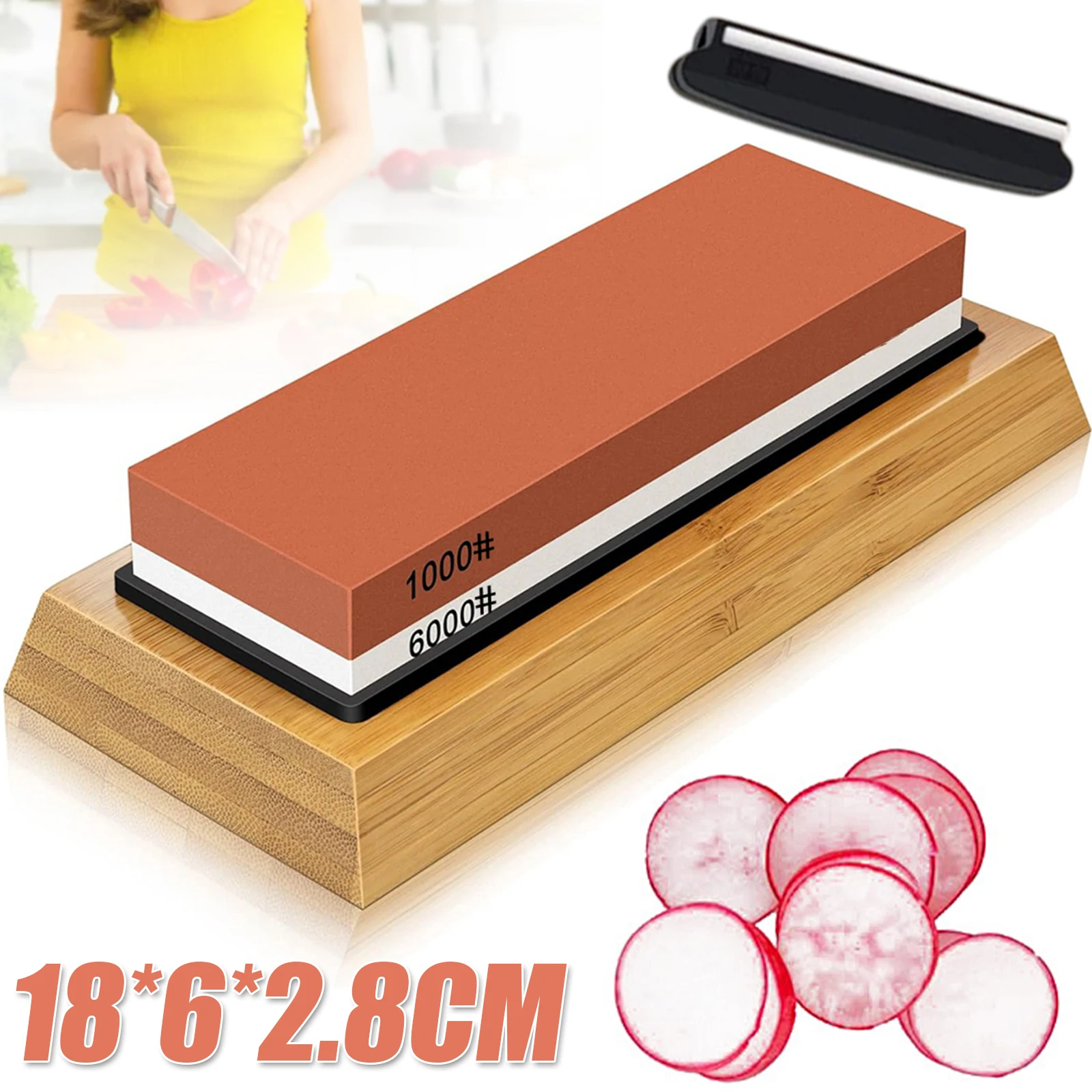 Ensemble de pierres à aiguiser professionnelles double face 1000/6000 grains avec base – Aiguiseur de couteaux de cuisine domestique