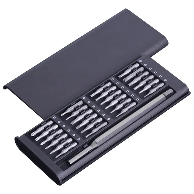 Kit de Chaves de Fenda 25 em 1 com Pontas Magnéticas de Plástico/Alumínio para Manutenção de Computadores e Celulares, Ferramenta de Precisão para Desmontagem e Reparo