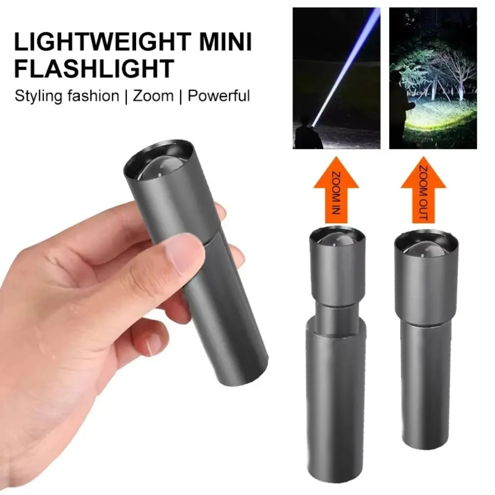 Super Bright Telescopic Zoom Flashlight Rechargeable Waterproof White Laser Flashlight Multifunctional Stainless Steel