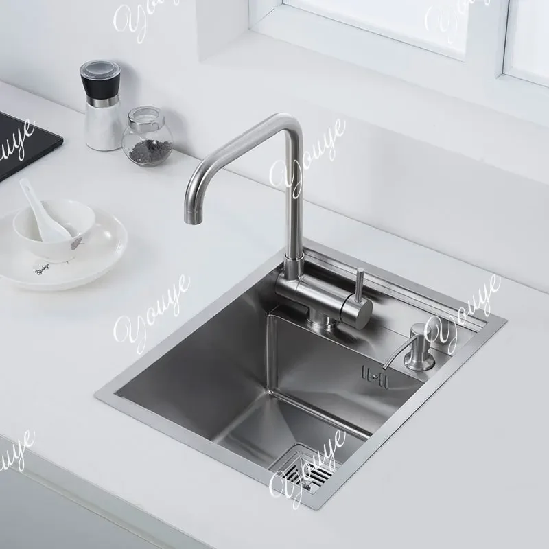 

1 Hidden Kitchen Sink Bowl Bar Stainless Steel Balcony Small Sink Matte Black Kitchen Sink Island With Clean Water Tap