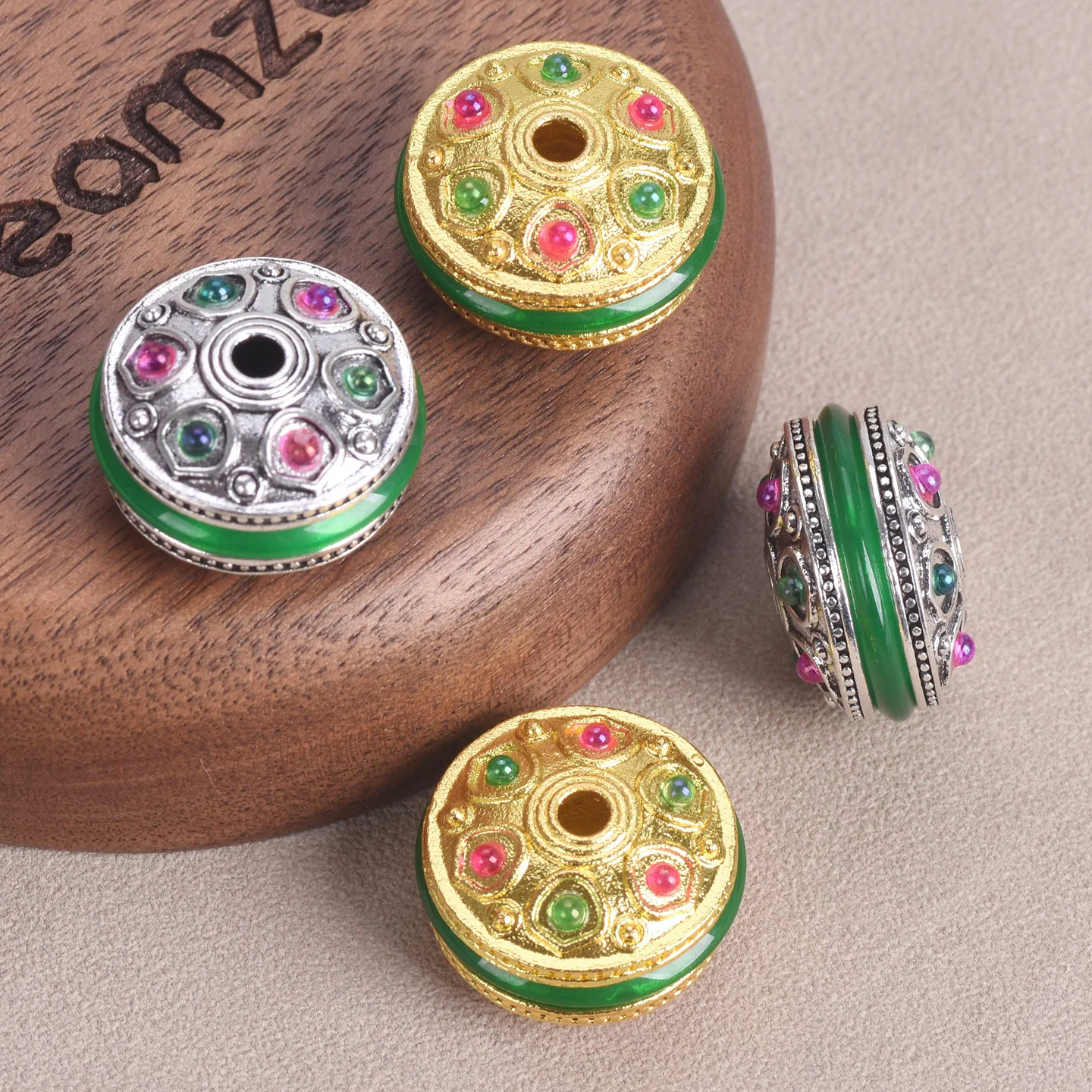 

2pcs 20mm Rondelle Wheel Shape Handmade Metal Loose Beads For Jewelry Making DIY Crafts Findings