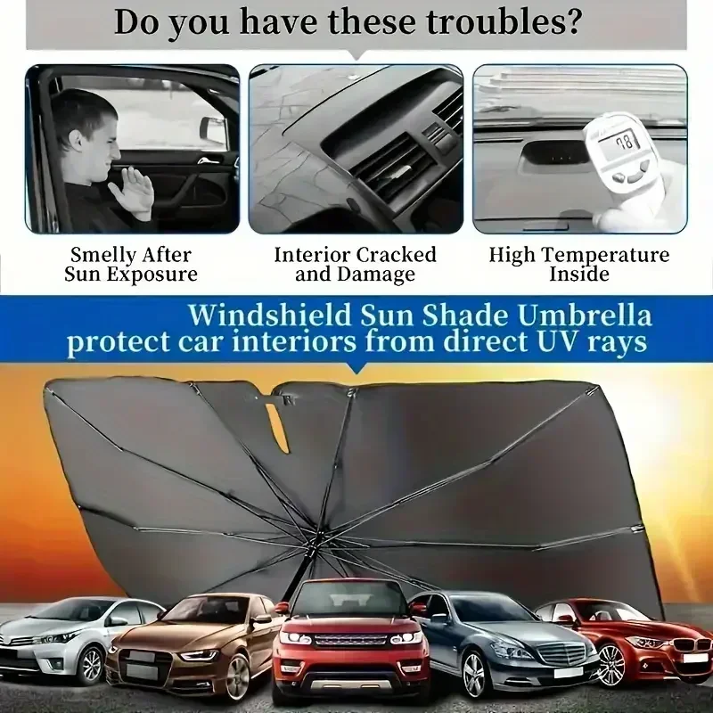 Car Windshield Sunshade Umbrella Folding Heat Insulation Protection Cover UV Protection Retractable Sunscreen Umbrella Accessory - view 5