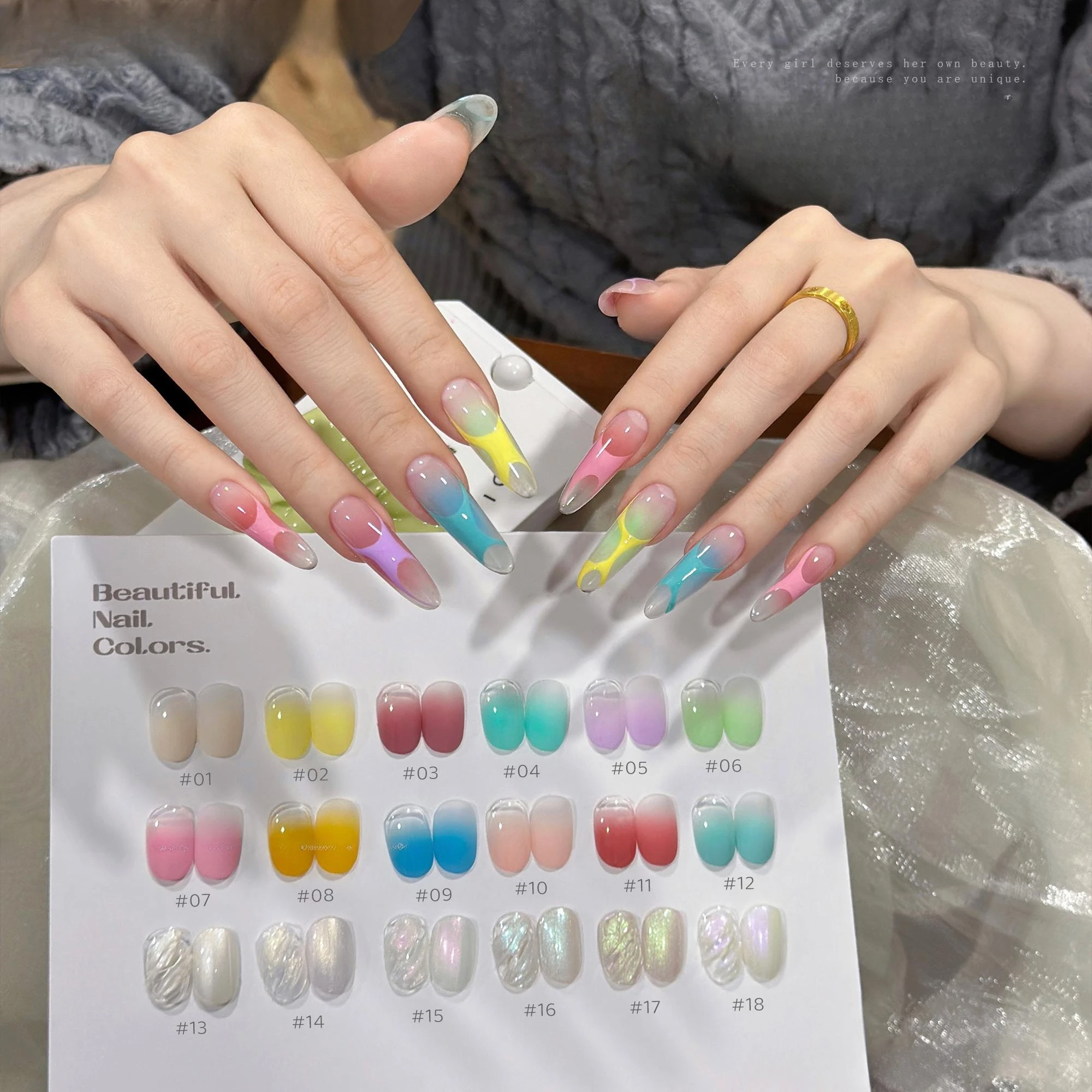 

18Colors/1 Group Pat Painting Gel Nail 4 In 1 Semi Permanent Soak Off UV LED Nails Used For Gradient Stamping Pattern Manicure