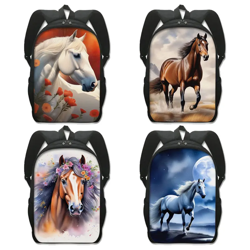 Galloping Steed Horse Print Backpack Running Horse Women Rucksack Casual School Bags for Teens Laptop Daypack Bookbag Gift