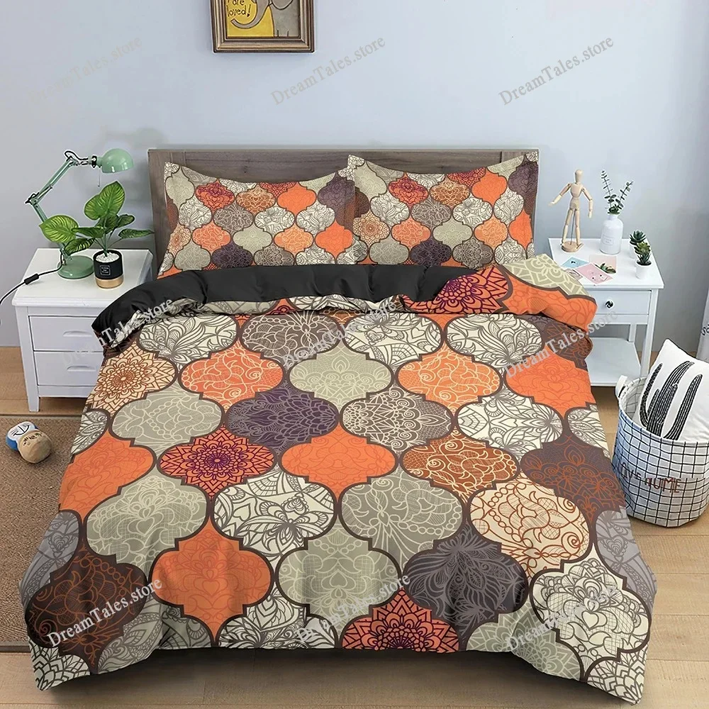 

Комплект постельного белья с мандалой в богемном стиле: мягкий пододеяльник, наволочки, покрывало для спальни, размеры King и Queen, роскошный подарок