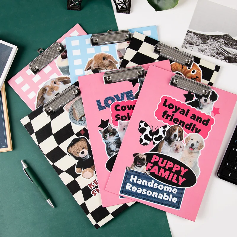 

American Retro INS-Style Cartoon Writing Pad Cute Bear Letters Design Office Paper Clip Clipboard Files Folder Nurse Accessories