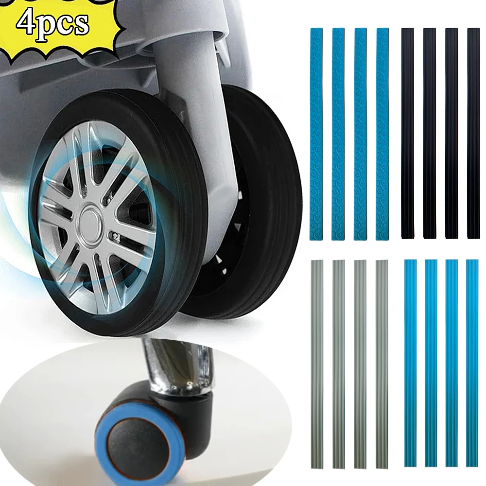 4PCs Tailorable Luggage Wheels Protector Silicone Travel Suitcase Trolley Caster Shoes Reduce Noise Wheels Cover Accessories