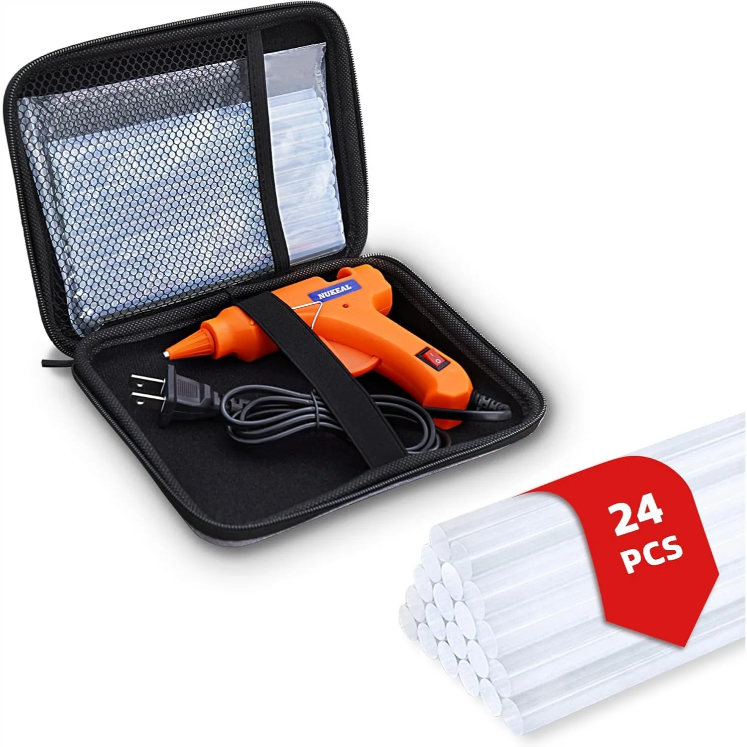 

Mini Hot Glue Gun Kit with EVA Case, 24 Glue Sticks for Crafts, School DIY, and Home Repair, 20W Orange