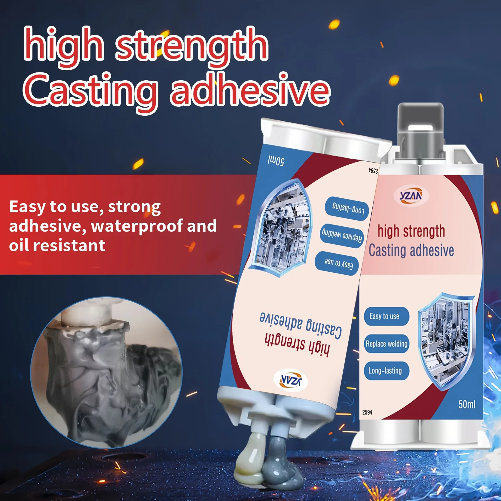 50ml High Strength Cold Welding Glue Metal Repair Glue Heat Resistant Ab Sealant High Strength Magic Adhesive for Plastic Repair Epoxy Resin for