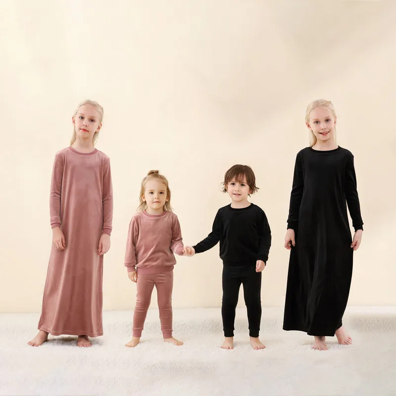 AP velour-Conjunto de vestido y pelele a juego para la familia, ropa de terciopelo informal para niños, bebés, adolescentes, niñas, Otoño e Invierno