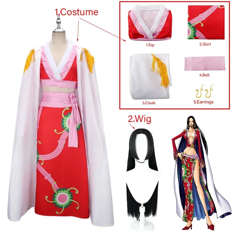 

Boa Hancock Cosplay Costume Halloween Anime Carnival Women's Skirt Including Cloak Gold Snake Earrings