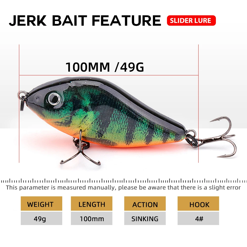 Agoie Rattling Jerkbait Lures Wobblers For Fishing 100mm 49g Big Crankbait Vib Bait Slider Lure Pike Bass Fishing Accessories