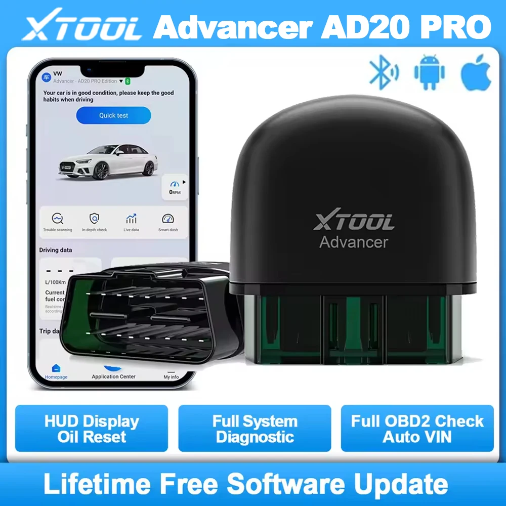 XTOOL AD20PRO Bluetooth Scanner Car Full System Diagnosis OBD2 Code Reader Battery Test Oil Reset Scan Tool Advancer AD20PRO