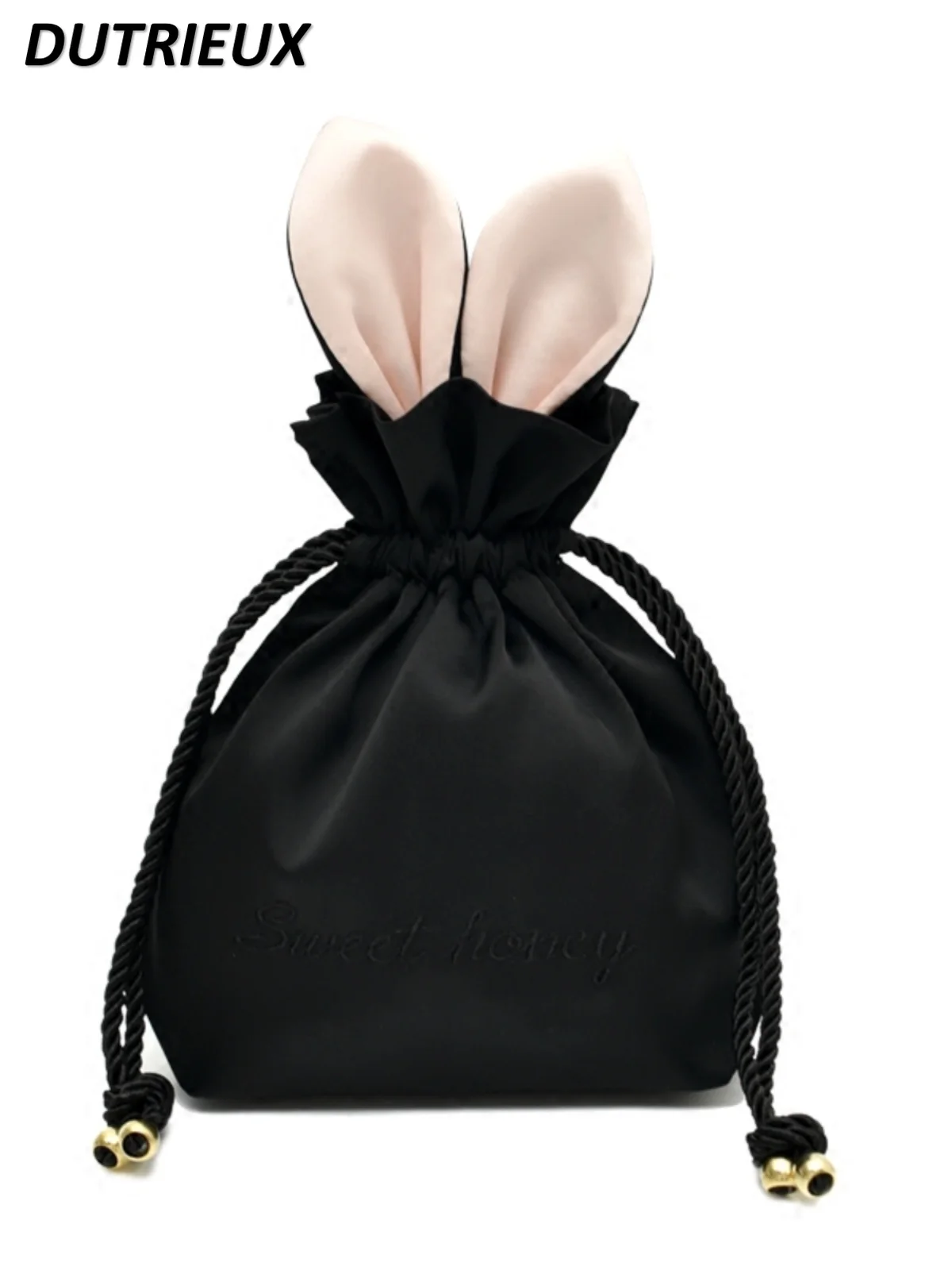Sweet Cute Fashion Solid Color Women's Bags Letter Embroidery Drawstring Travel Storage Bag for Lady 2024 Spring Summer Autumn