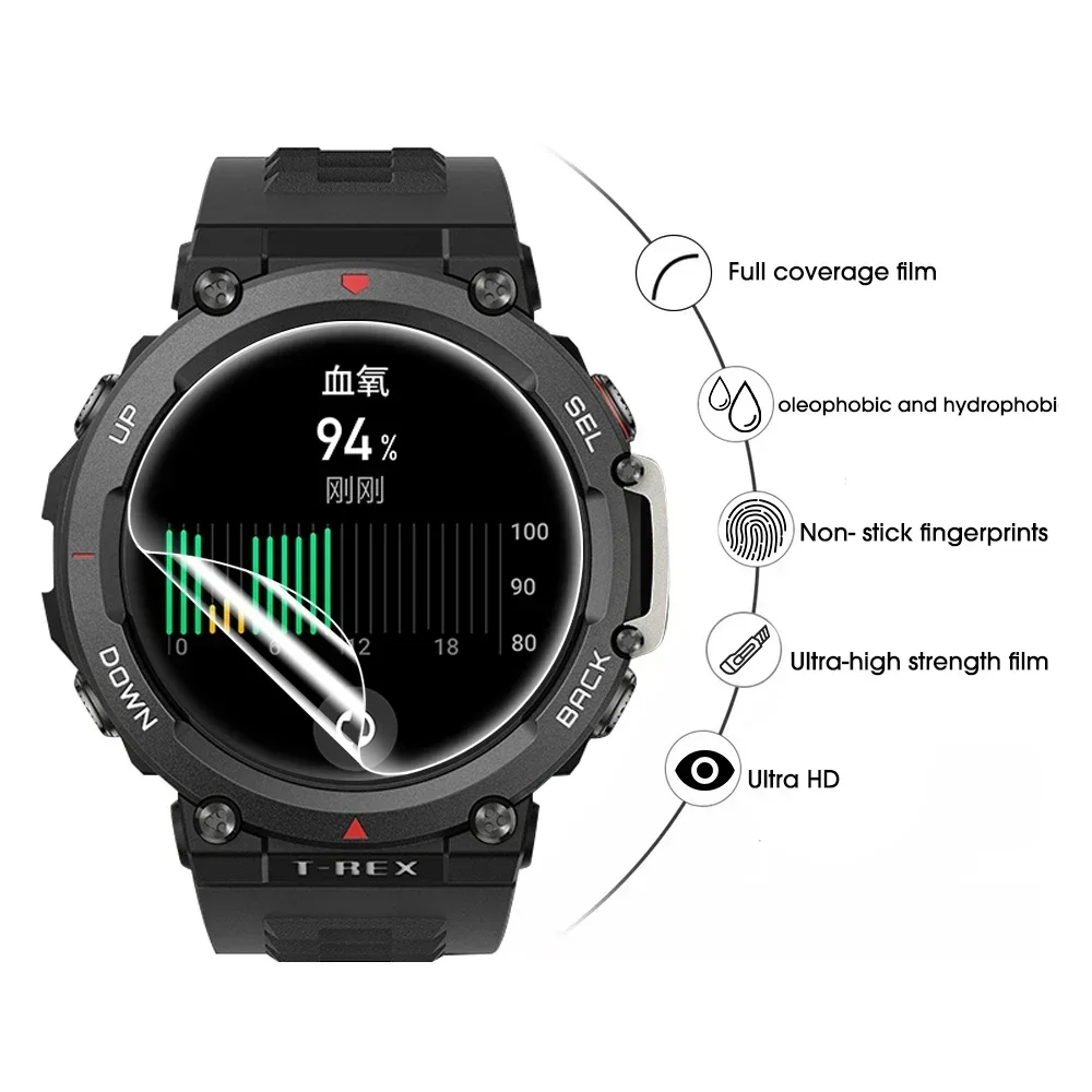 Protecteur d'écran mince ultra clair pour Amazfit T-Rex 2 3 T-Rex2 SmartWatch Film d'hydrogel réparable doux anti-rayures pour T-Rex3