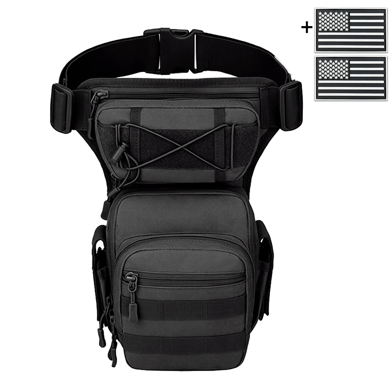 Multi functional quick release leg bag, storage bag, layered storage, waist and leg strap fixation, elastic strap