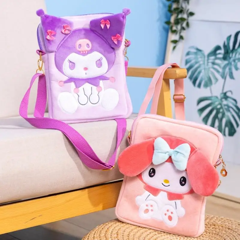 Sanrio Hellokitty Mymelody Kuromi Purin Pachacco Cinnamoroll Cartoon Messenger Bag Mobile Phone Bag Fashion Small Backpack