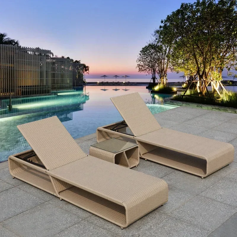 

Outdoor Chaise Pool Rattan Villa Outdoor Courtyard Terrace Balcony Leisure