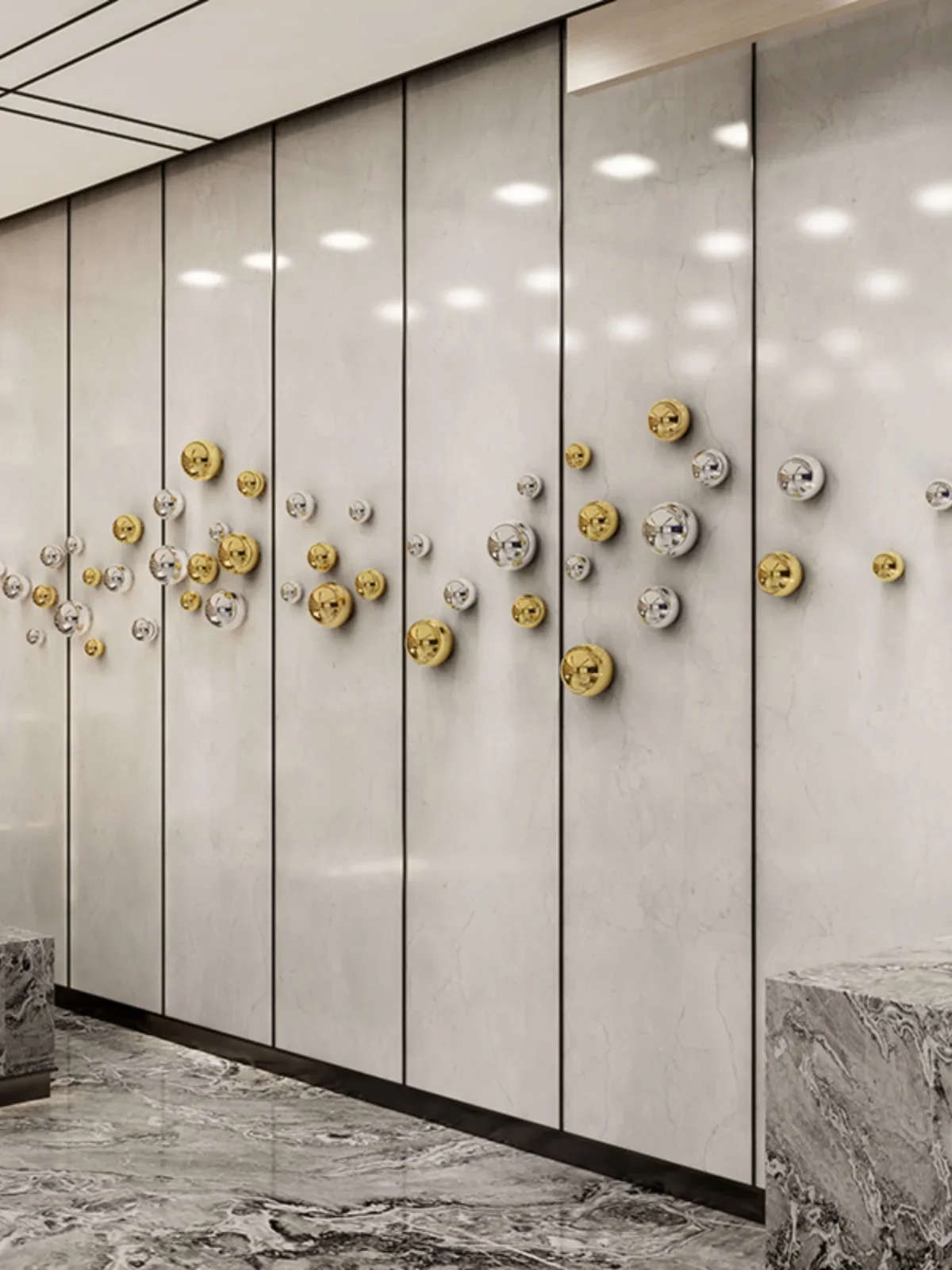 جدار ديكور تقليد الفولاذ المقاوم للصدأ ديكور الكرة غرفة المعيشة اكسسوارات المنزل فندق مطعم الجدار الشنق ديكور الفن المجال #3