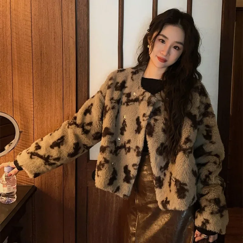 Vintage Luxe Kunstpelz Kurzmantel Damen 2024 Neuer Modetrend Koreanischer Stil Herbst Winter Plüschjacke Lose Lässige Ästhetik