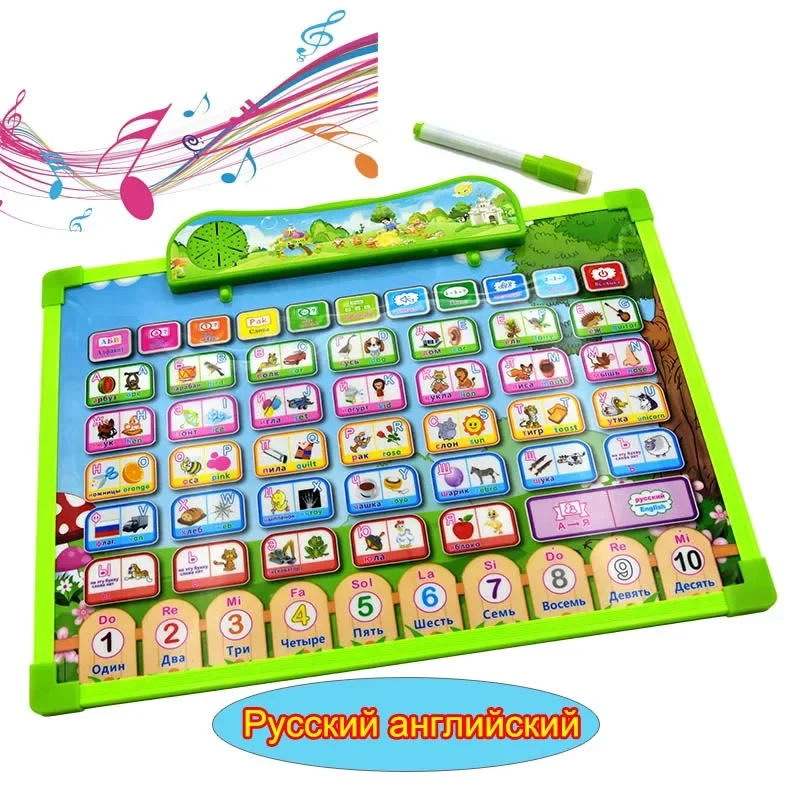 2 IN 1 Russian Learning Machine tablet and Drawing Board Painting Pictures Electronic Phonetic Baby Alphabet Music Toy Best Gift