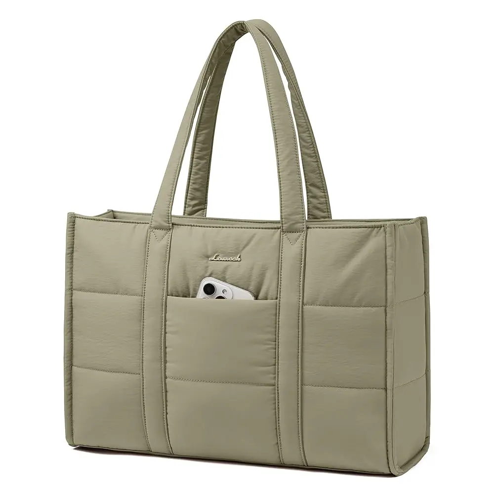 

Сумка для ноутбука для женщин, стеганая сумка-тоут для работы, большая сумка для компьютера 15,6 дюймов, легкий стеганый портфель для учителя или медсестры.