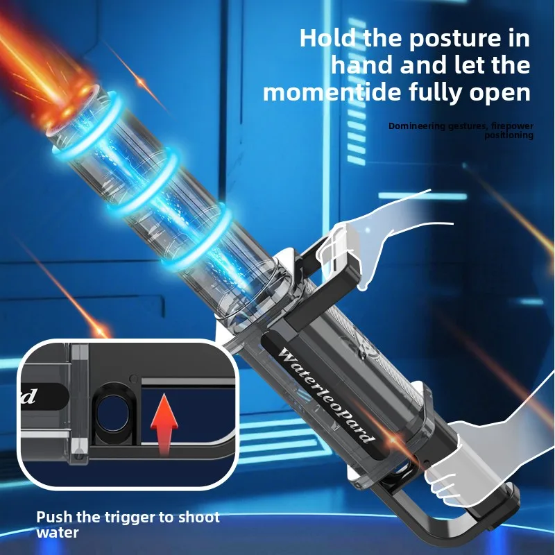 Juguetes de fiesta de verano Gatling Pistola de agua automática eléctrica para niños - Juguete de pulverización potente de alta presión Regalo de Navidad