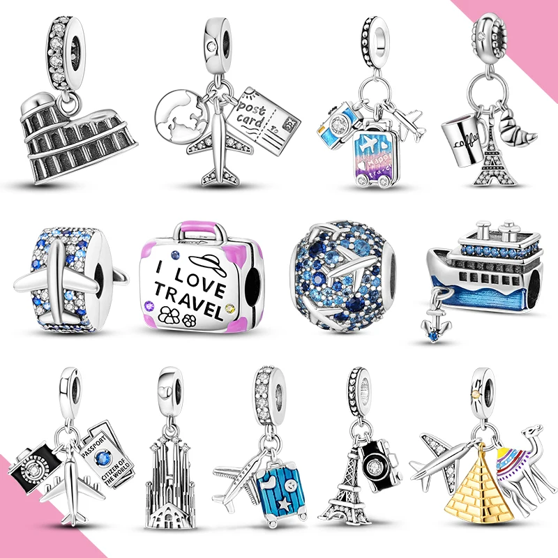 

Travel Charm 925 Silver For Bracelet Making Plane Bead Pendant Woman Jewelry