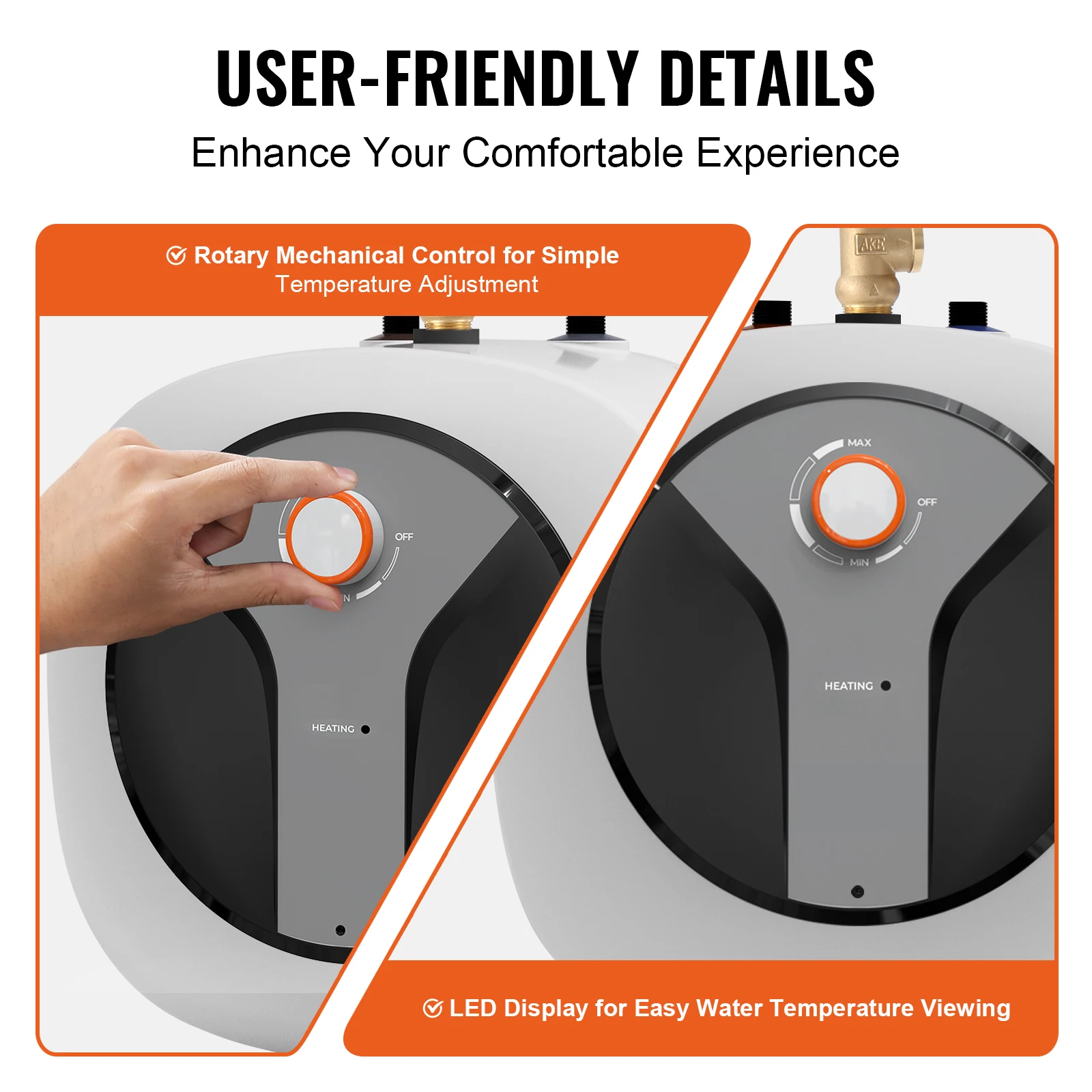 SucceBuy الكهربائية خزان صغير سخان مياه 1440 واط غلاية مياه ساخنة تخزين للمطبخ الحمام مطعم الجرف جدار الطابق شنت