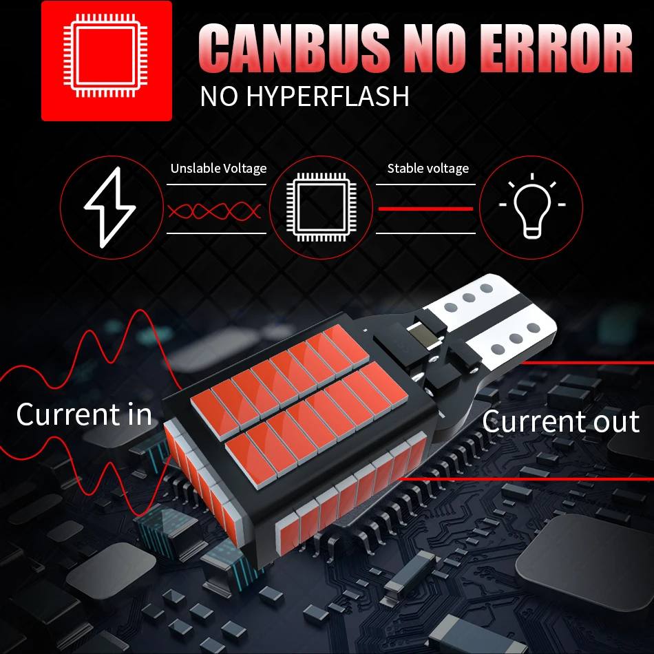 AILEO-LED Lâmpadas de backup, alta potência, Canbus, vermelho, 6000K, T15, 906, W16W, 4014, 54-SMD Chipsets, 1800LM, 912, 921, 2 pcs