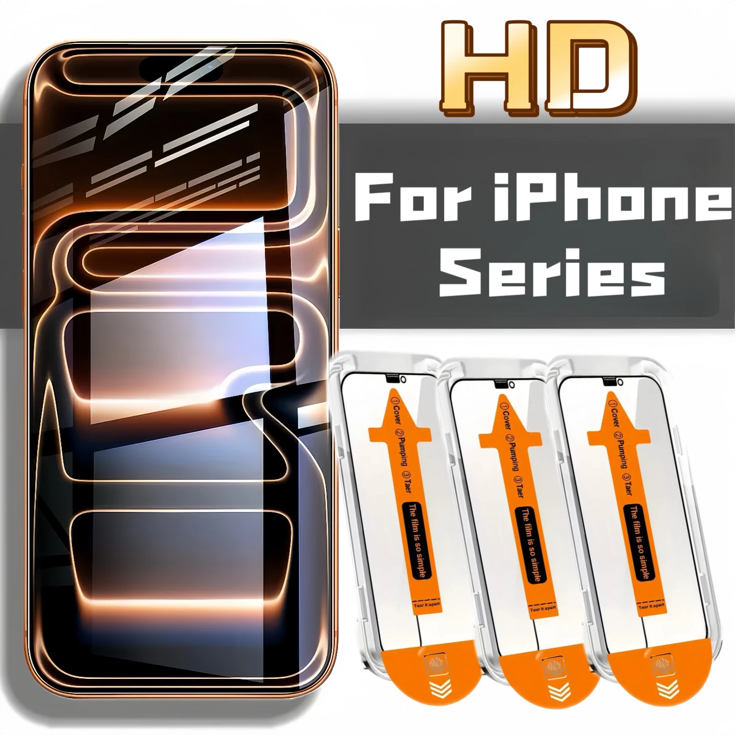 

HD tempered glass screen protector compatible with iPhone Air 17/16/15/14/13/12/11/XR/XS Max, bubble-free, 3-piece set.
