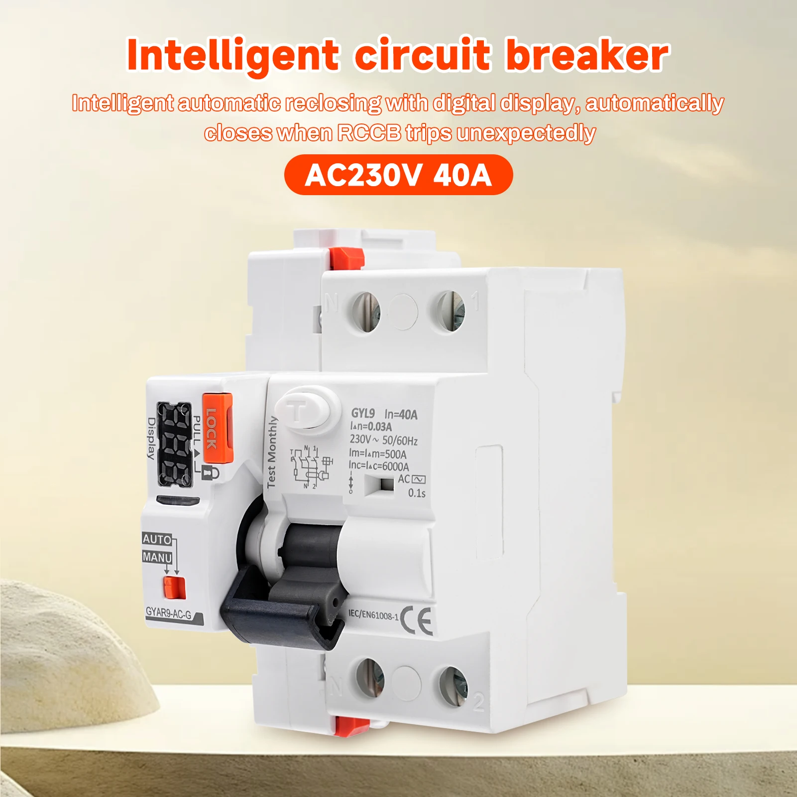

Тип AC RCCB автоматическое повторное устройство автоматический выключатель 2P 40A 30mA 230V умный автоматический выключатель светодиодный контактор с цифровым дисплеем
