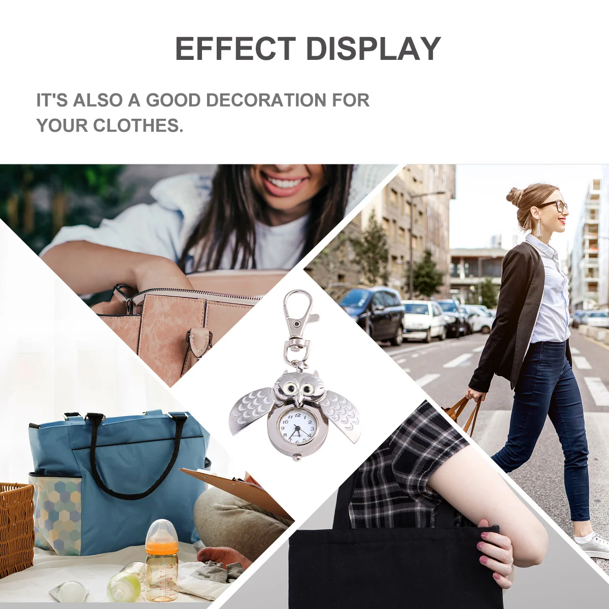 1Pcs Retro Owl Pocket Watch Lightweight Durable Creative Spread Wings Cartoon Decorative Timepiece Gift Accessory