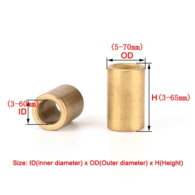 1-5 uds metalurgia de polvo rodamiento de aceite manguito de cobre casquillo de latón diámetro interior 14/16/18/20/22/25/28mm manguito de eje de cobre puro