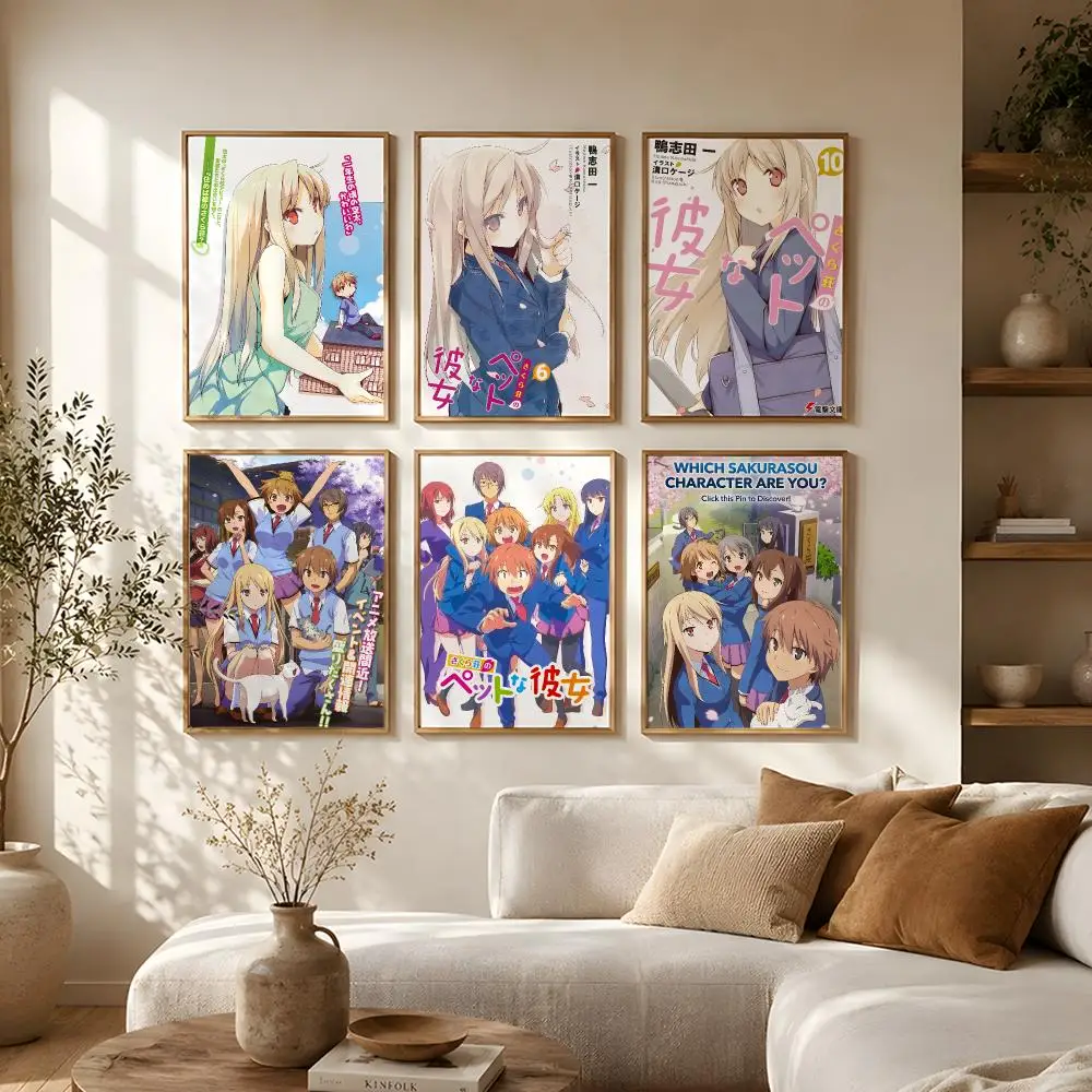 Hitagi Senjougahara Shinobu Oshino Poster Self-Adhesive HD Mural Wall Decals, Living Room Bedroom Home Decor Gift