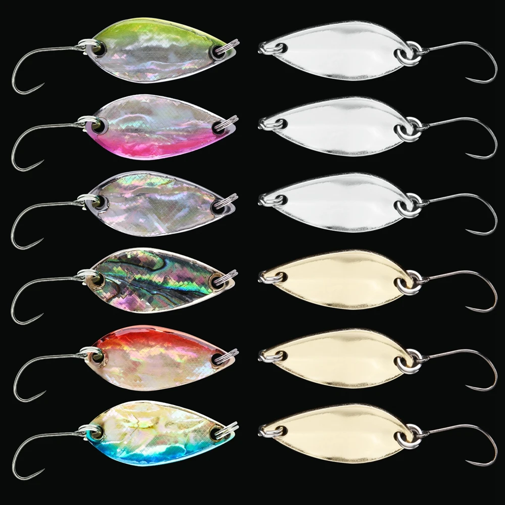 Goture 12pcs/set Metal Spoon Fishing Lure 2.8g 4g Spinnerbait Micro Jig Wobbler for Pike Artificial Bait Winter Ice Fishing Lure