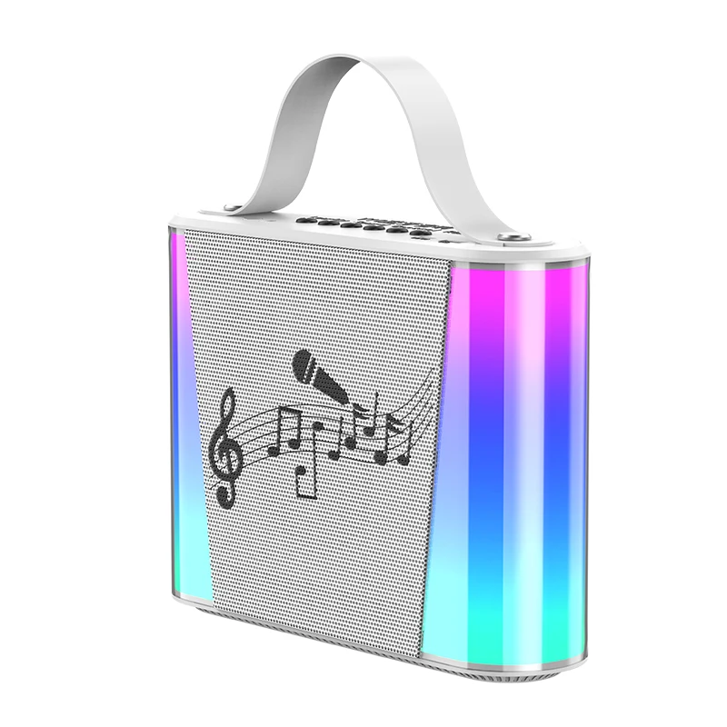 Altavoz Boombox con luz colorida, subwoofer para Fiesta de Karaoke al aire libre, altavoces BT con micrófono, altavoz bluetooth para Karaoke, micrófono Dual