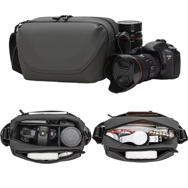Men's Oxford Camera Bag, Water Resistant & Durable, Zipper Closure, Portable Professional Storage Pouch for Photography