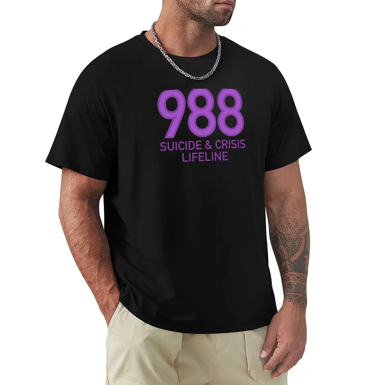 

988 Suicide & Crisis Lifeline (Purple) T-Shirt summer 2025 valentines clothes t shirt men 100℅ cotton