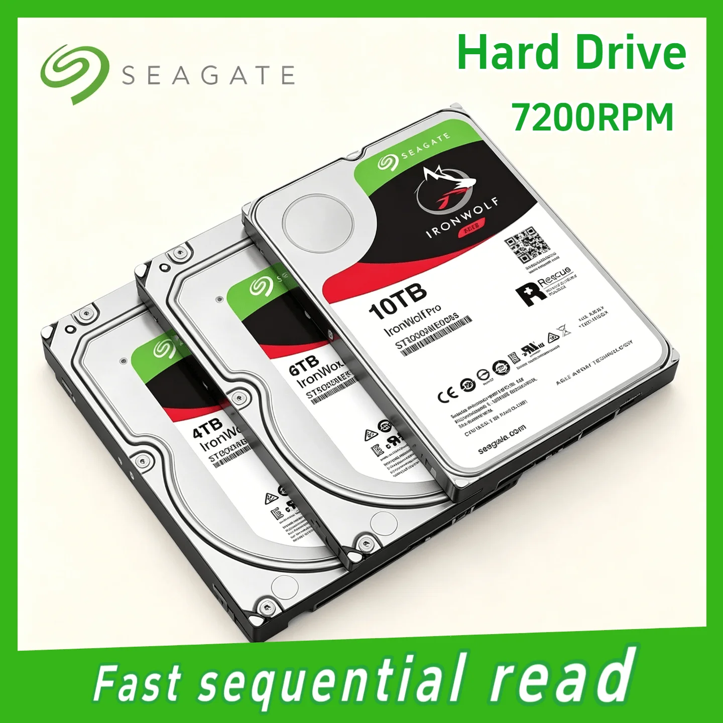 

FOR Seagate IronWolf NAS Hard Drive 16TB 14TB 10TB 8TB 6TB 4TB 2TB 3.5 Inch SATA3 6GB /s 7200RPM Storage Pro Max Unit